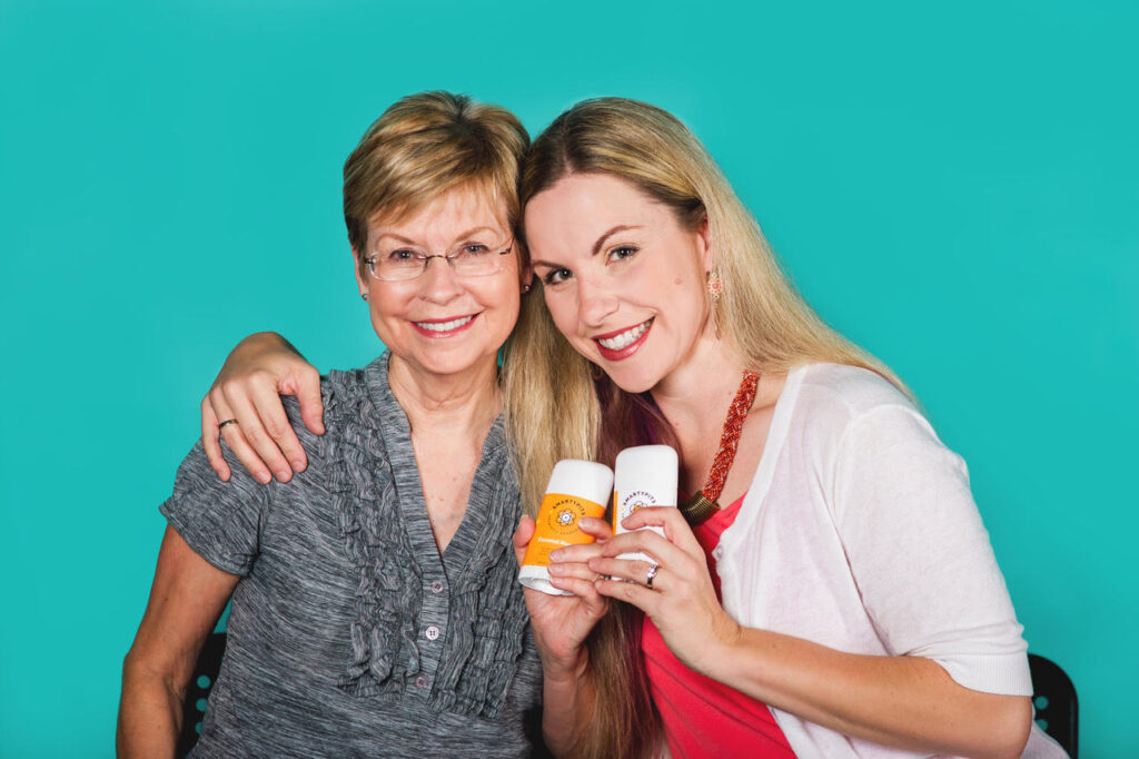 Stacia Guzzo, founder of deodorant manufacturer SmartyPits, with her mom.